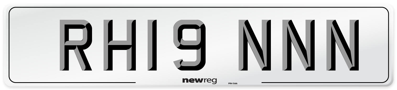RH19 NNN Number Plate from New Reg